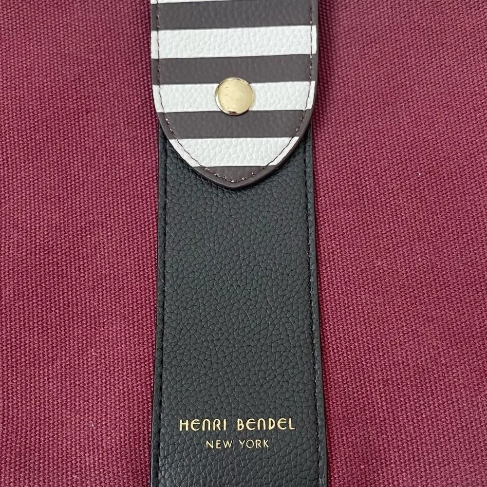 Henri Bendel Iconic Maroon Black White Zip Closure Cosmetic Bag or Small Clutch